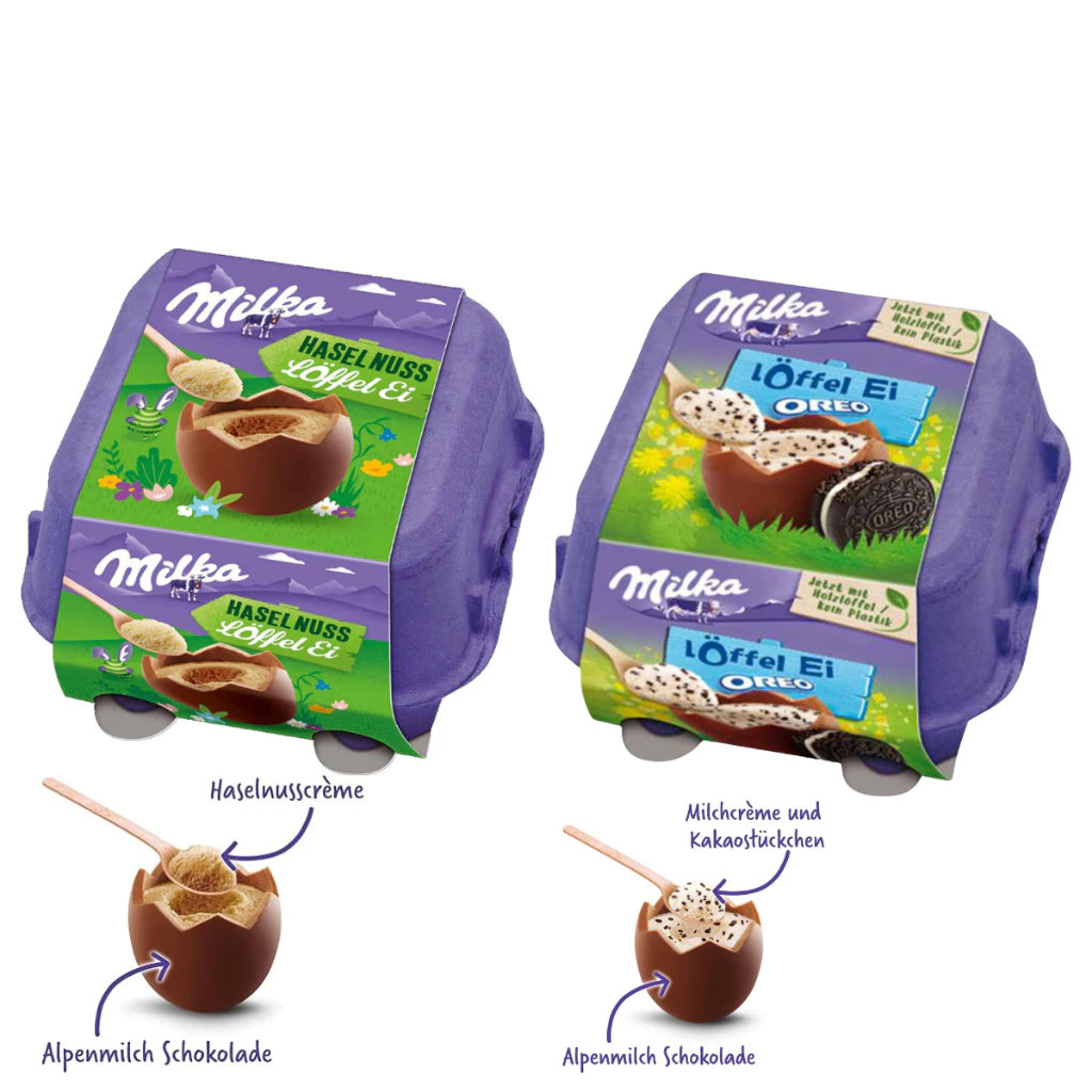 Kit 2 Sabor Milka Loffel Ei Ovos De Chocolate Com Recheio