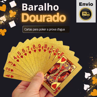 Baralho Dourado Naipes Folheado Cartas Poker Truco A Prova D'agua . em Oferta na Shopee