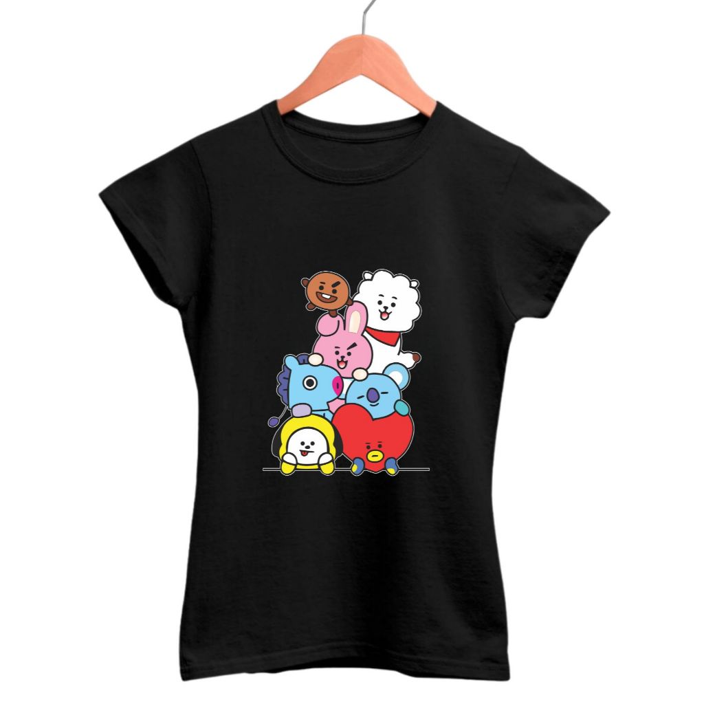 Camiseta BTS Unissex 100% Algodão BT21 Tata Chimmy Cooky Camisa