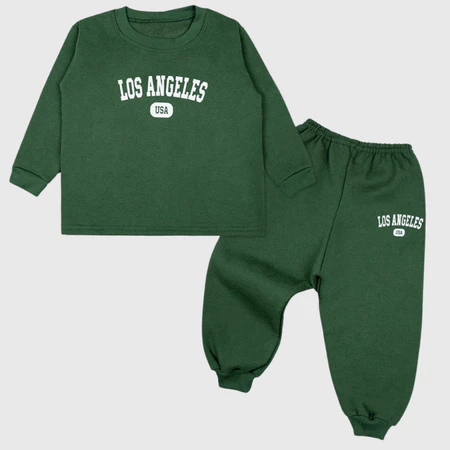 Conjunto moletom cores minimalistas Los Angeles flanelado infantil unissex