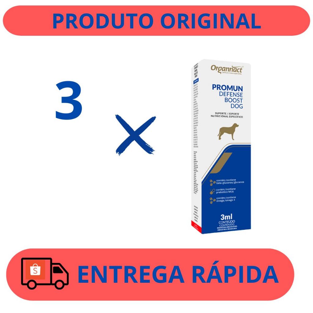 3x Suplemento Promun Defense Boost Dog 3ml - Organnact | Shopee Brasil