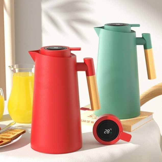Garrafa Térmica 1 Litro Com Termômetro Led Para Chás / Café Design Moderno