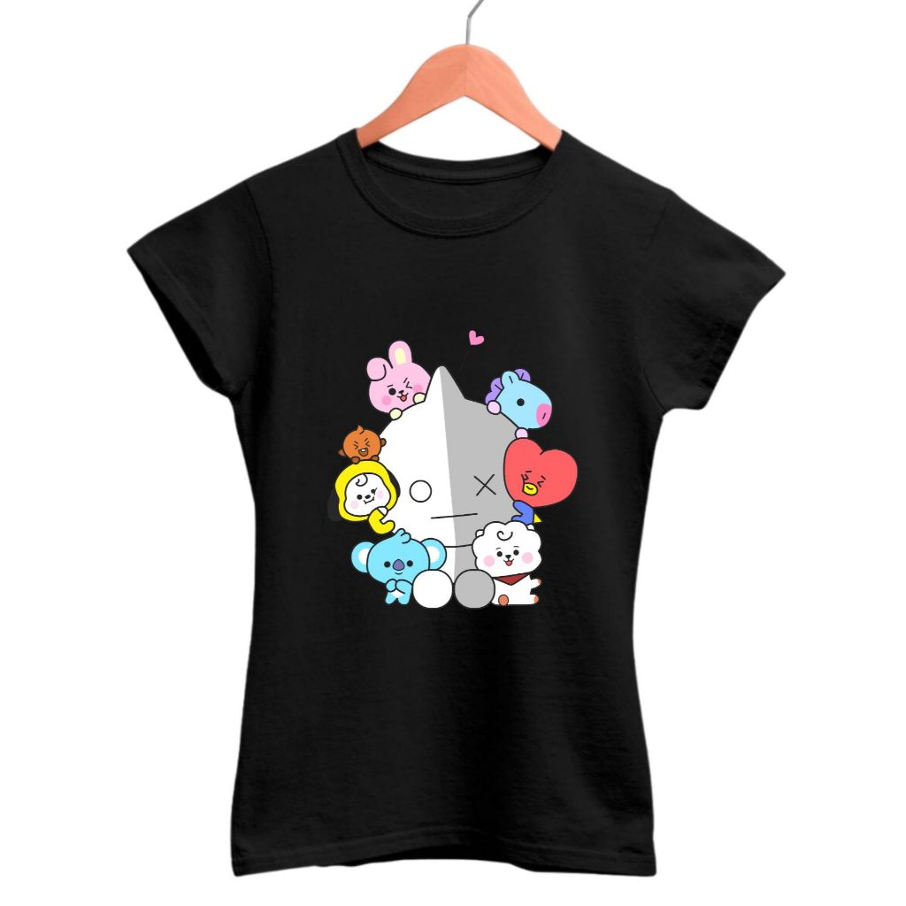 Camiseta BTS Unissex 100% Algodão BT21 Tata Chimmy Cooky Camisa