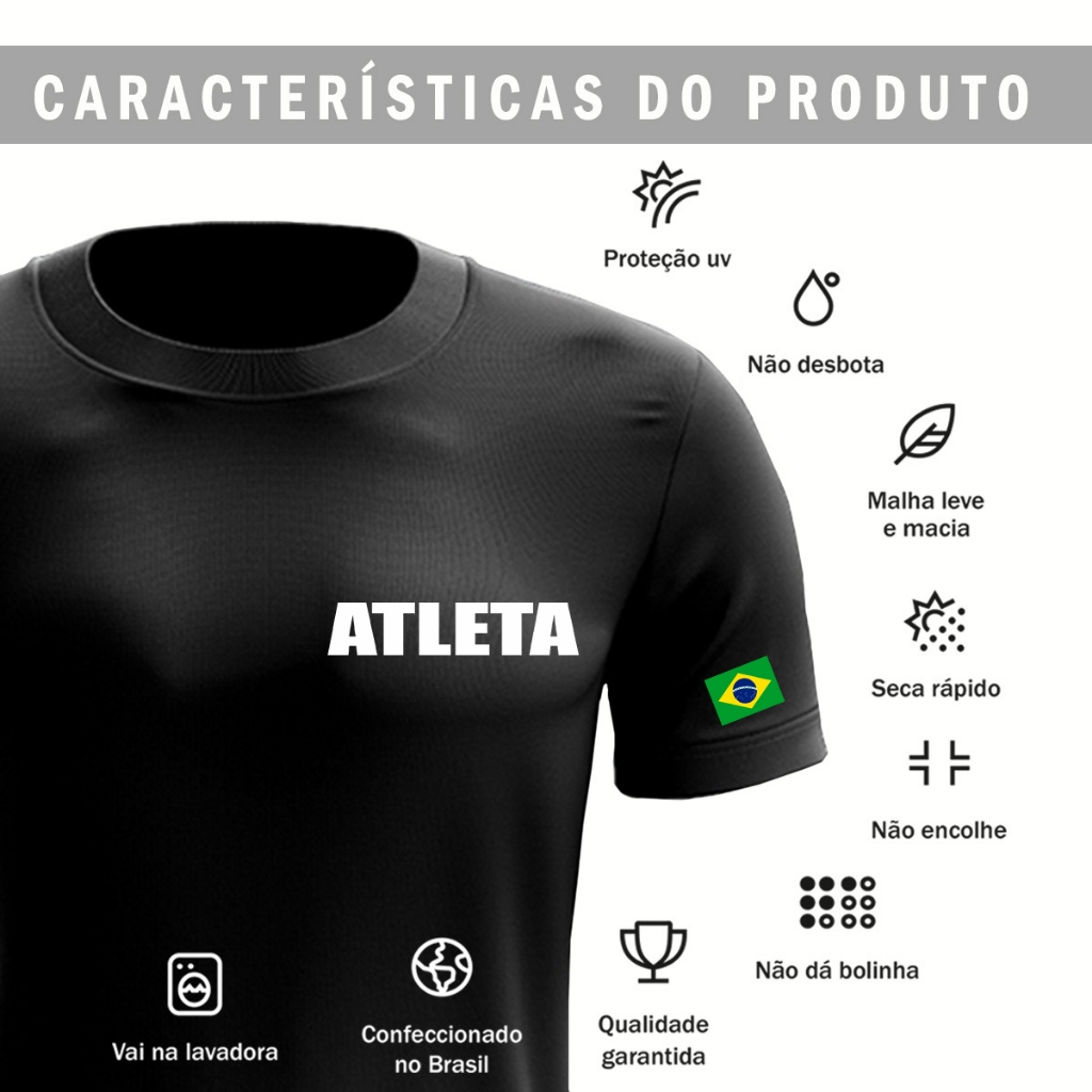 Camiseta Atleta Personal Trainer DryfIt Preta Indicado para Treino Luta Corrida Academia
