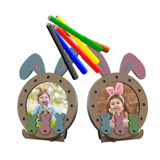 50 Lembrancinhas Coelho Páscoa Colar Foto E Pintar P/ Escola mdf em Oferta na Shopee