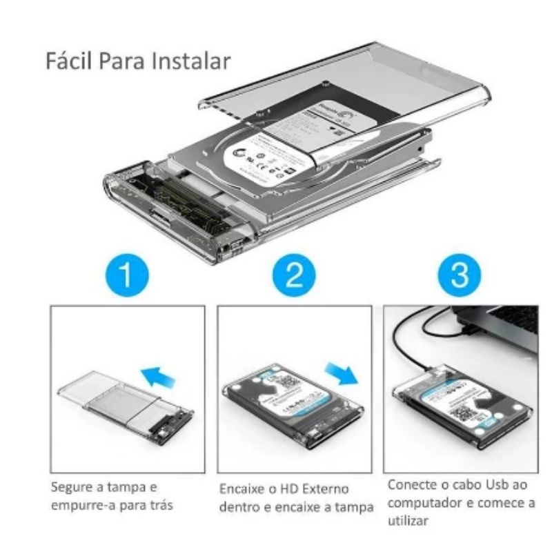 Case Hd Externo 2.5 Notebook Usb 3.0 compativel Ps4 Xbox One Pc 6gbps