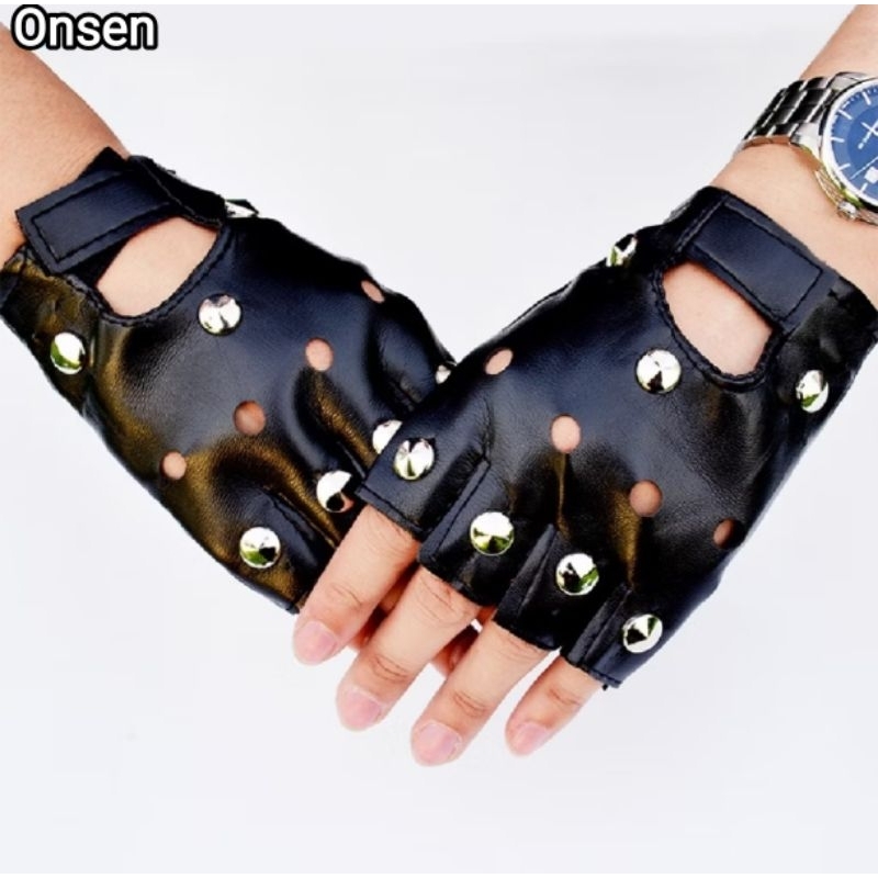 Luva punk com detalhes Prata Com spike