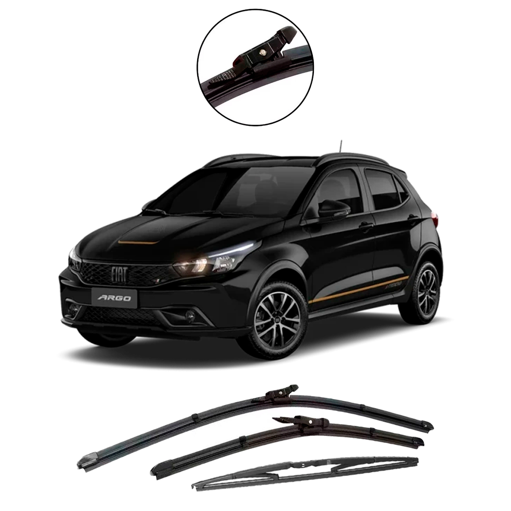 Kit 3 Palhetas Limpador Parabrisa Dianteiro + Tras Fiat Argo 2018 2019 ...