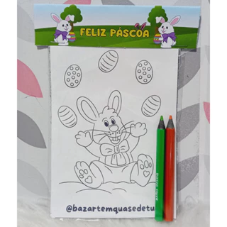 Kit's colorir personalizado TEMA PÁSCOA Lembrancinha  + lápis de cor em Oferta na Shopee