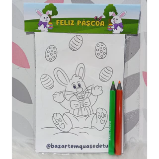 Kit's colorir personalizado TEMA PÁSCOA Lembrancinha  + lápis de cor em Oferta na Shopee