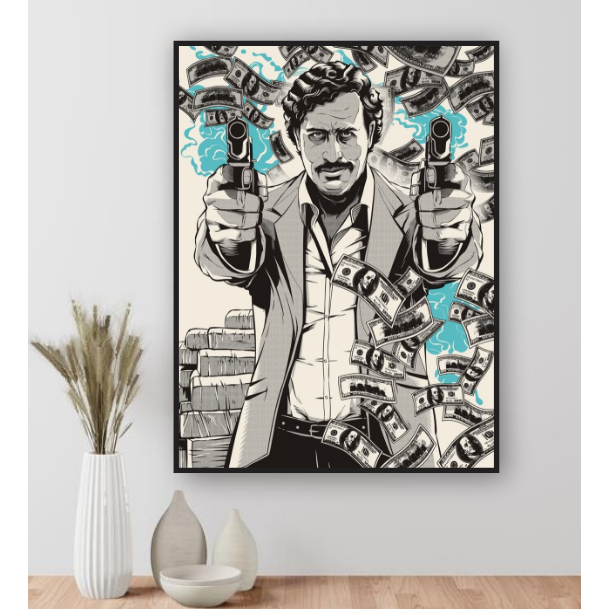Quadro Placa Decorativo Pablo Escobar Money Dollar Narco Sala Quarto Hall