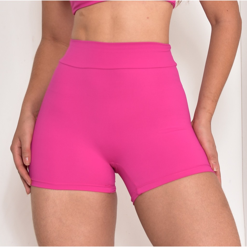 Shorts Academia Feminino Poliamida Cintura Média Alta Sem Costura ...