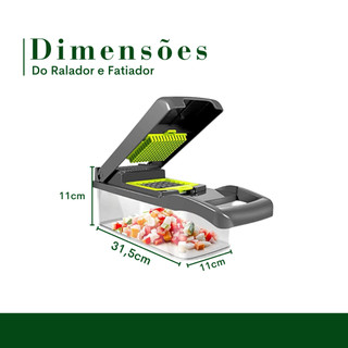 Kit 12 em 1 Cortador Multifuncional Peças Fatiador Picador Ralador Legumes Verduras Alimento Fruta Cozinha Cebola Batata — foto 5 — Achou Levou Brasil