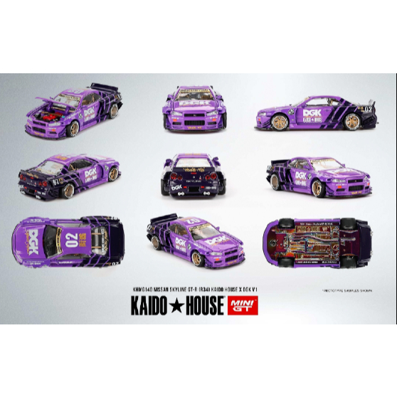 Mini GT - Nissan Skyline (R34) - DGK - Kaido House - Número Mini GT - Nissan Skyline (R34) - DGK - Kaido House - Número
