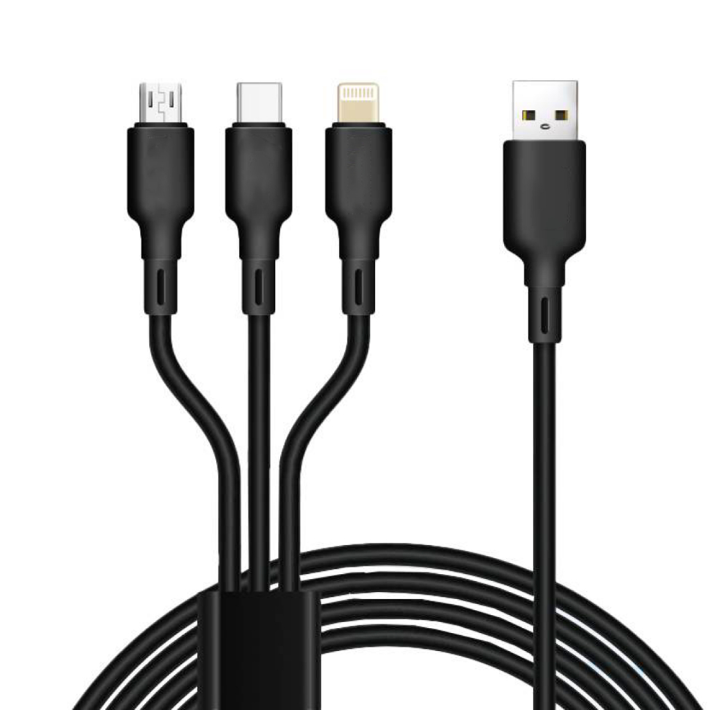 Cabo 3 em 1 – Lightning, USB-C e Micro USB Carregamento Versátil com 1 ...