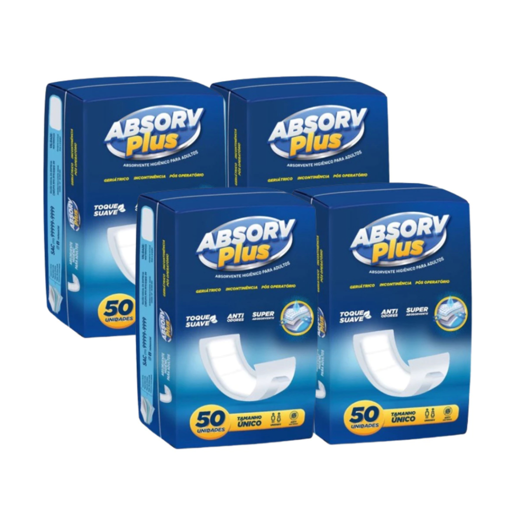 KIT ATÉ 200 UNIDADES ABSORVENTE ABSORV PLUS PÓS PARTO PÓS OPERATORIO ...