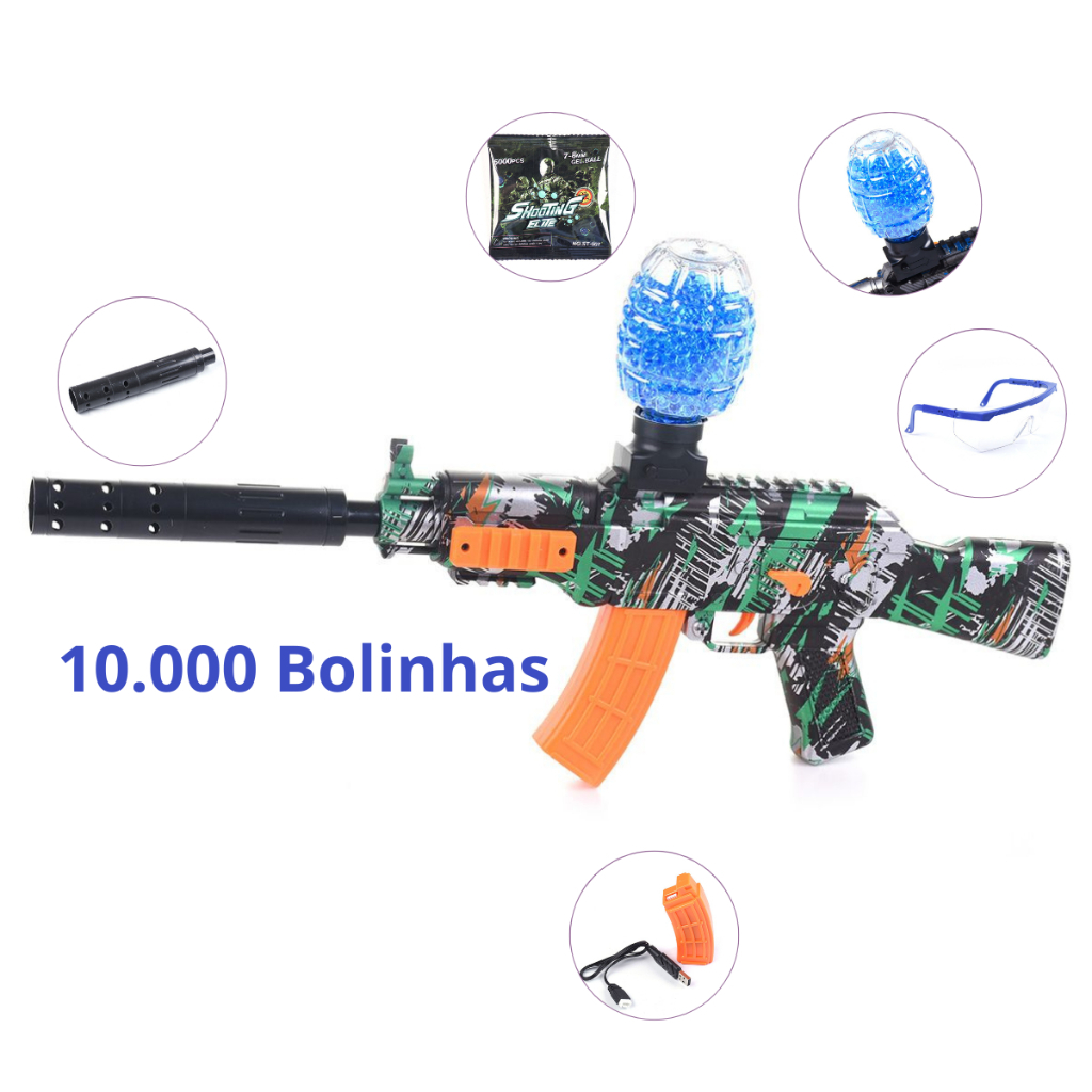 Arminha de Gel Elétrica AK-47 Bolinhas 10.000 de Brinde | Shopee Brasil