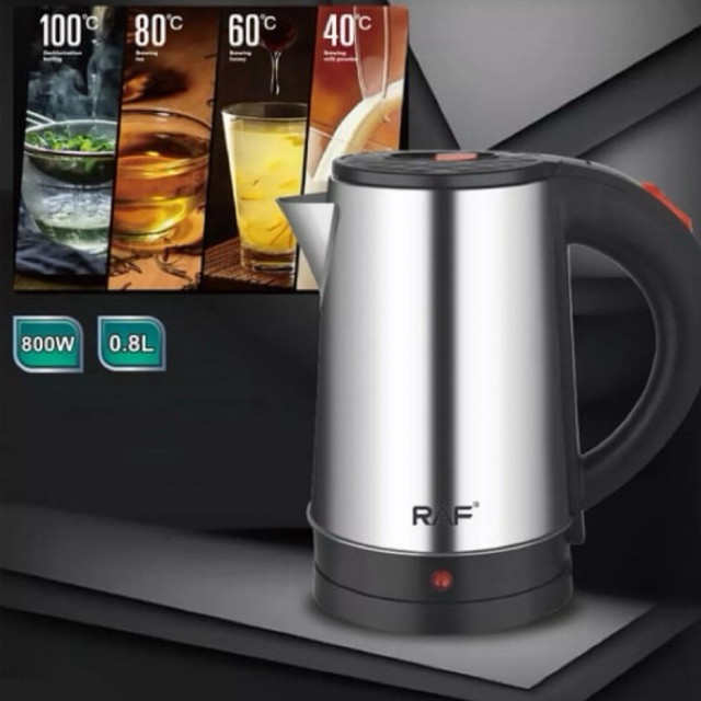Chaleira Elétrica Inox Raf 0.8L / 800W / 220V / Desligamento Automático / Aço inoxidável