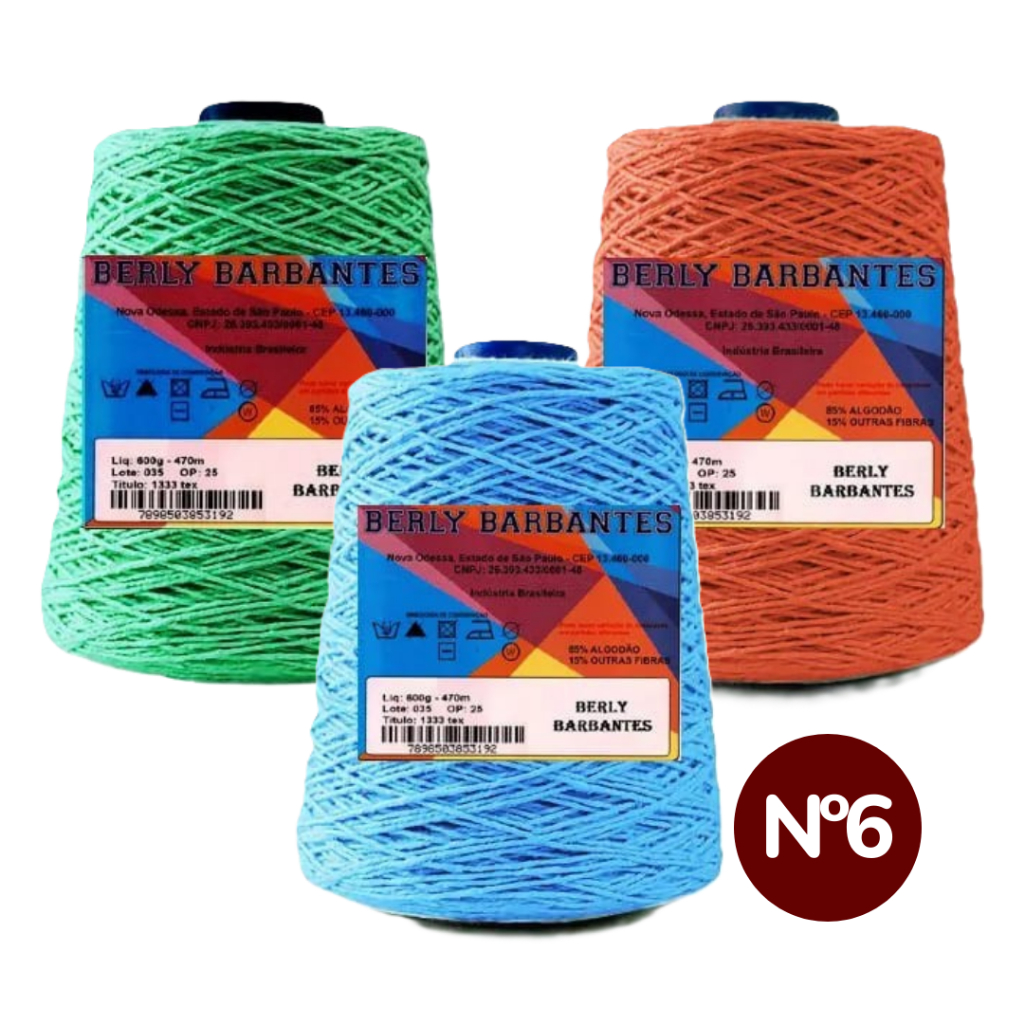 Barbante Berly Barbantes FIO nº6 - 610m/600g para Croche | Shopee