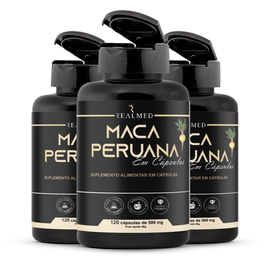 Kit Com 3 Maca Peruana 120 Capsulas 500mg Realmed | Shopee Brasil