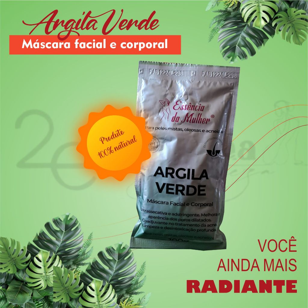 argila para o rosto - argila verde 100% natural da essência da mulher ...