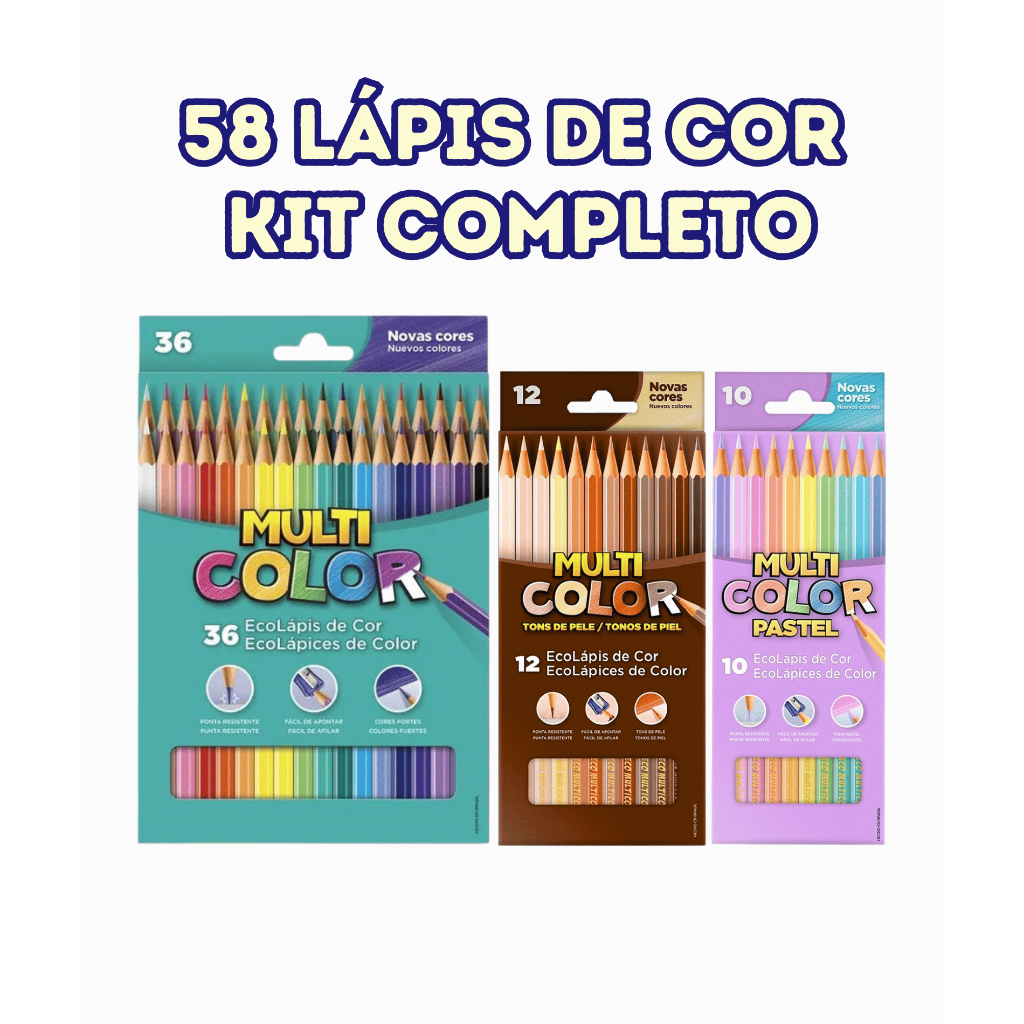 Kit Lápis de Cor 36 Cores Tons de Pele e Pastéis - Profissional ...