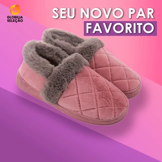 Pantufa Chinelo De Casa Feminina Menina Pelúcia Confortável Inverno KT4103 em Oferta na Shopee