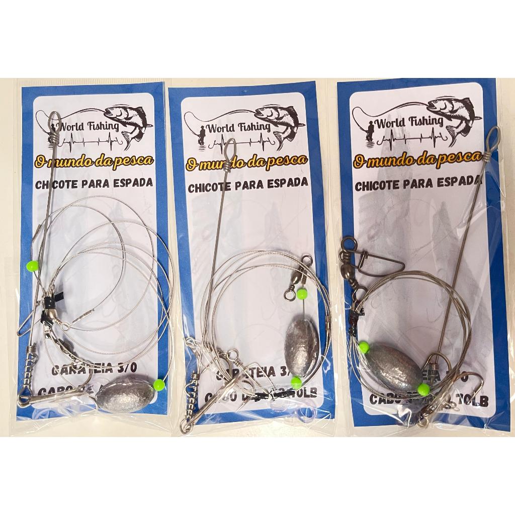 CHICOTE PARA ESPADA COMPLETO!! PESCA DE FUNDO KIT C/3UNS