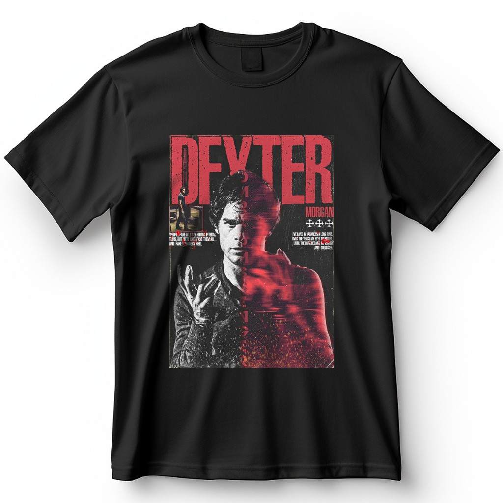 Camiseta Dexter-Pôster-Estampa Blusa Camisa de 100% Algodão