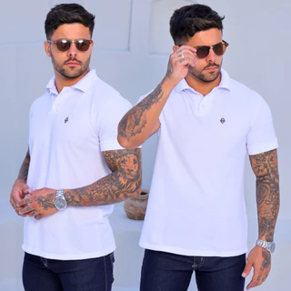Camisa Polo Branca Piquet Masculina Camiseta Premium Original Heyju