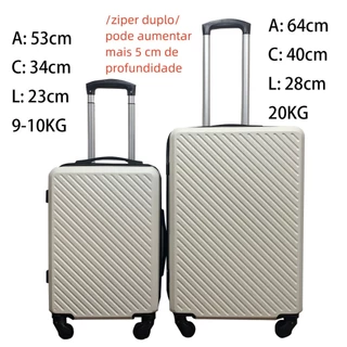 Mala de Viagem Kit 2 Peças ABS Malas 20kg E 10kg roda 360 Removível Com Senha Promoção Menor Preço