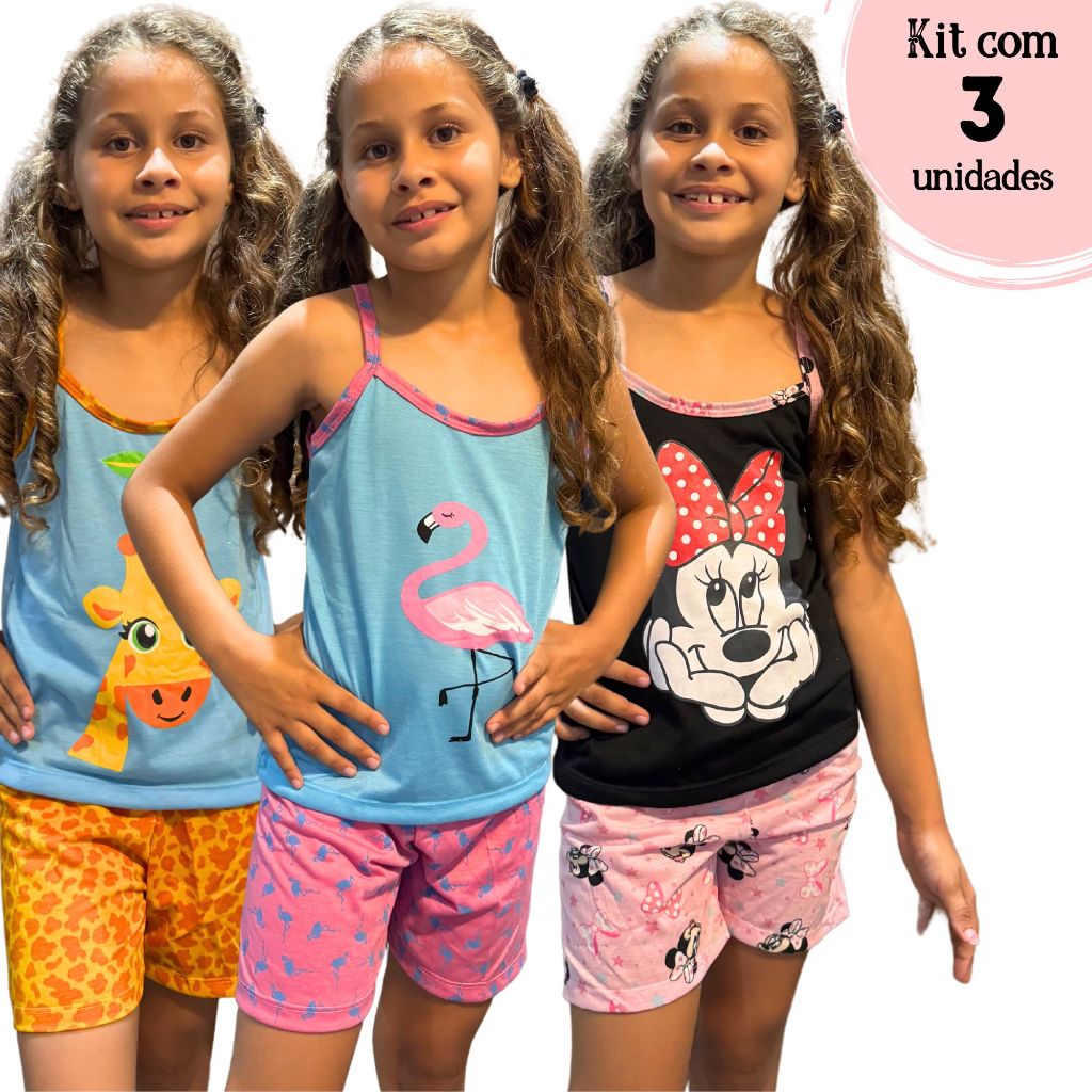 Kit 3 Baby Doll Camisola Confort Infantil Verão Alcinha Regata Estampas Variadas Revenda Malha em Oferta na Shopee
