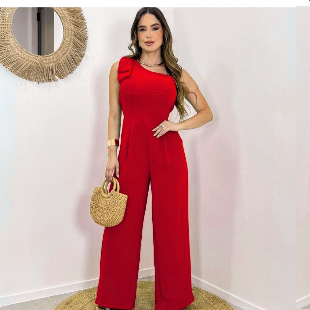 Macacão Longo Pantalona Casamento Manga Laço Soltinho Elegante | Shopee ...