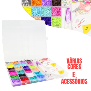 Kit Miçanga Infantil Pulseira Colar 7000 peças Montagem DIY Brincos Brinquedo Artesanal Criança em Oferta na Shopee