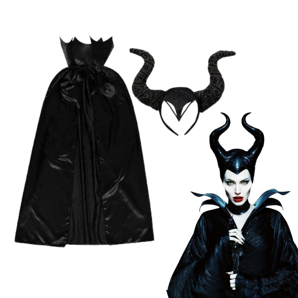 Fantasia da Malévola Adulto Tiara com Chifres Capa Disney Cosplay ...