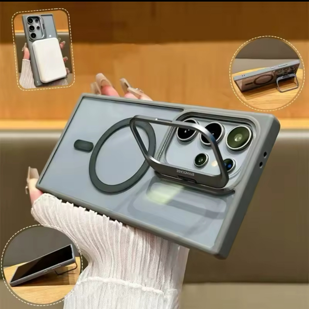 Capa Capinha Magnética Magsafe lentes protetoras suporte P/ S25 Ultra S24 S23 S24fe S23fe Ultra Plus