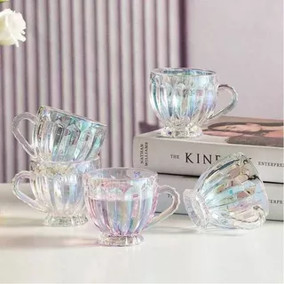 Xícaras Chá Café 200ml Itália Rainbow Jogo 6 Peças Canecas Cristal Luxuoso