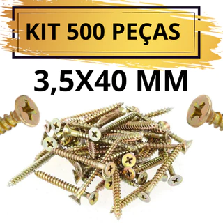 Parafuso para Madeira Chipboard 3,5x40mm Cabeça Chata Phillips Bicromatizado CX 500 Peças
