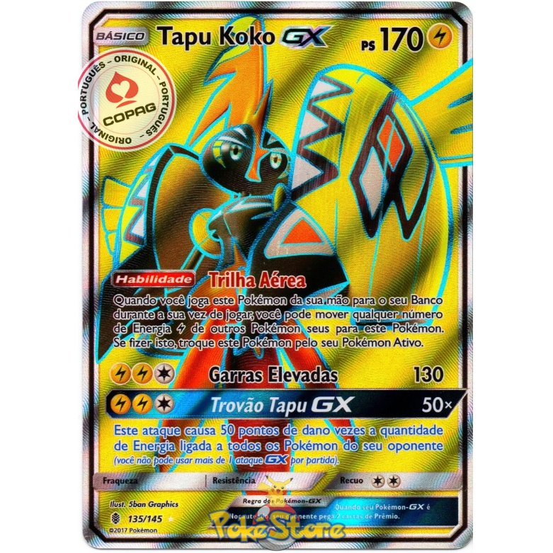 Carta Pokemon Tapu Koko GX Portugus Original Copag | Shopee Brasil