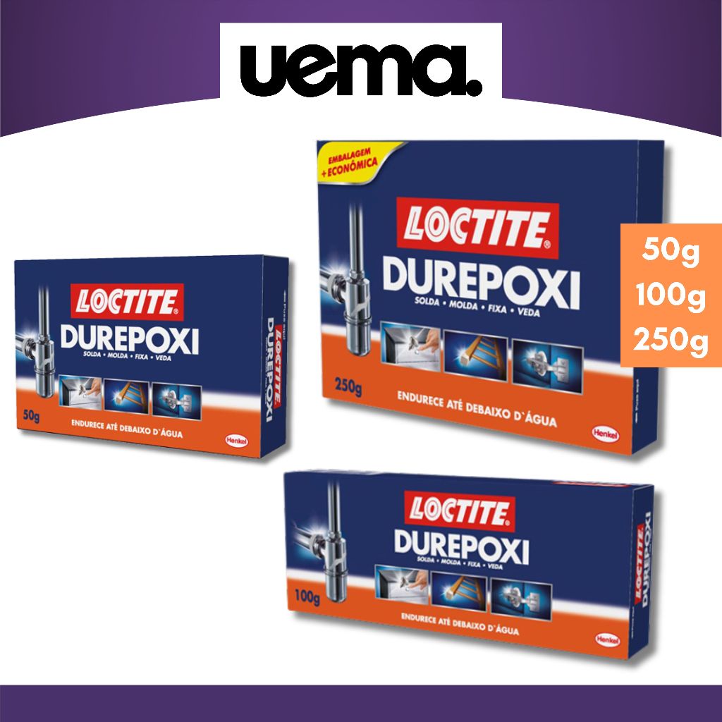 Adesivo Durepoxi 50g 100g 250g Massa Cola Epóxi Cinza LOCTITE Henkel