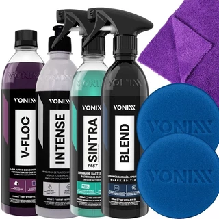 Kit Completo Vonixx com Cera, Shampoo, Limpa Vidros e Plásticos Cores Claras e Escuras Monte o Seu