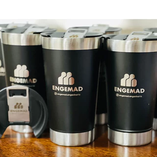 Kit 50 Copos Térmicos Inox Personalizados - Logo de Empresa ou Time - Brinde Ideal