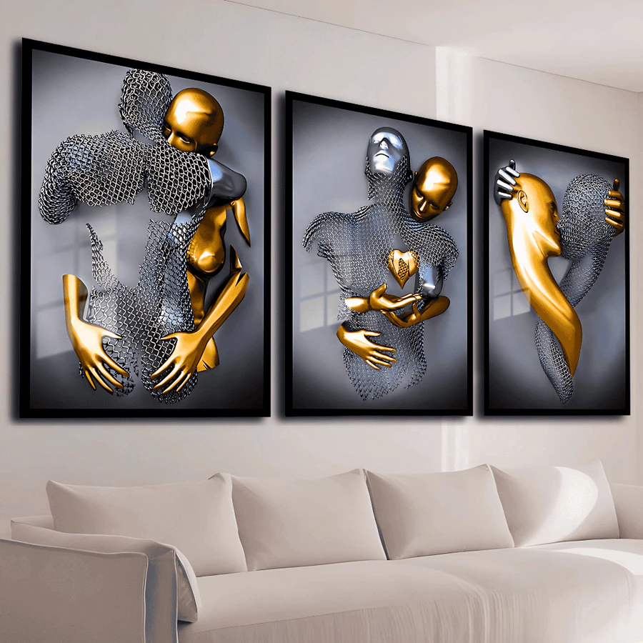 Conjunto com 3 Quadros Decorativos Arte Moderna Estilo Contemporâneo - foto 4