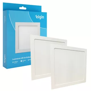 Kit 2 Luminária Painel Plafon Embutir Quadrado Led 18w Bivolt ELGIN