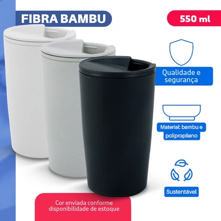 Copo P café Com Tampa Fibra De Bambu E Pp 550ml Bhz Store