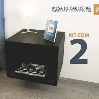 Mesa de Cabeceira Gaveta Nicho para Quarto 2 Unidade