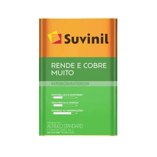 Suvinil Tinta Acrílica Parede Fosca Rende e Cobre Muito Alto Rendimento 18L e 3,6L - Branco