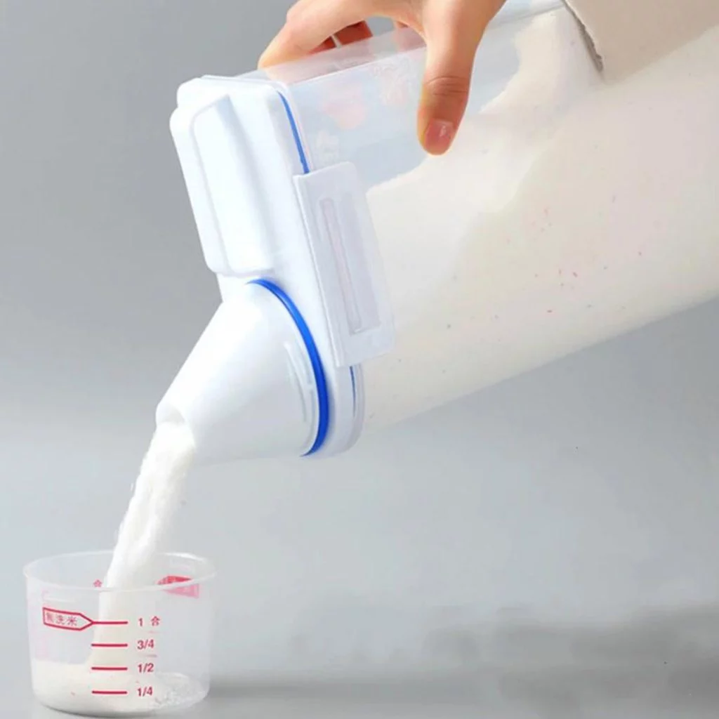 Pote Hermético Com Copo Medidor Dispenser Organizador Dosador Multiuso Porta Mantimentos 2L 1,5L — foto 4 de 4