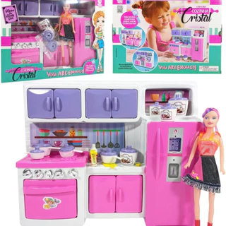 Cozinha de Brinquedo Completa para Boneca Tipo Barbie Fogãozinho e Acessórios Lua de Cristal 243