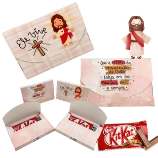 Caixas Porta Kit Kat. Especial Páscoa Cristã. Lembrancinha de páscoa religioso católico cristão em Oferta na Shopee